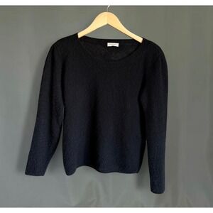 Maison Ullens Black Cashmere Silk Crew Neck Long Sleeve Sweater Women Small‎
